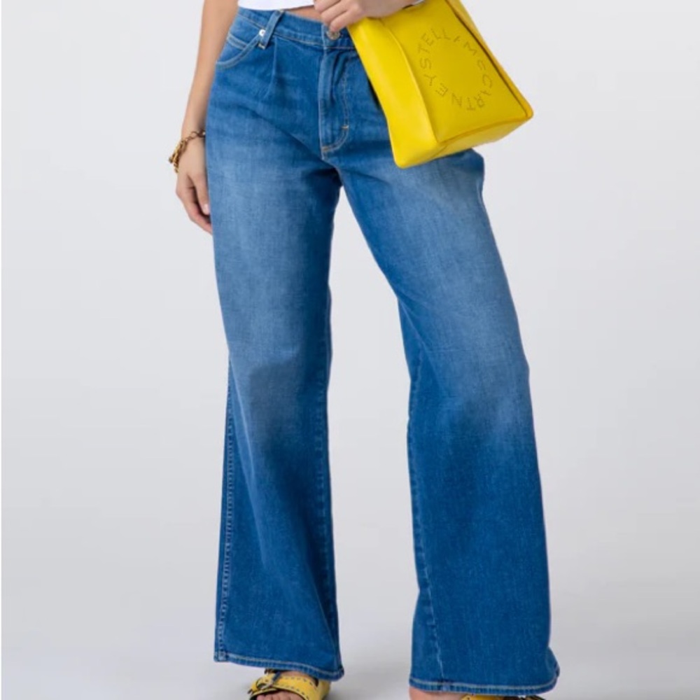 AMO Florence Pleated Low Relaxed Rise Loose Fit Wide Leg Pant
